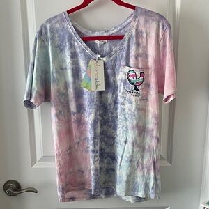 Dreamsicle Happy Rooster Key West FL Tie-Dye Bubble Berry V-Neck NWT SZ XL